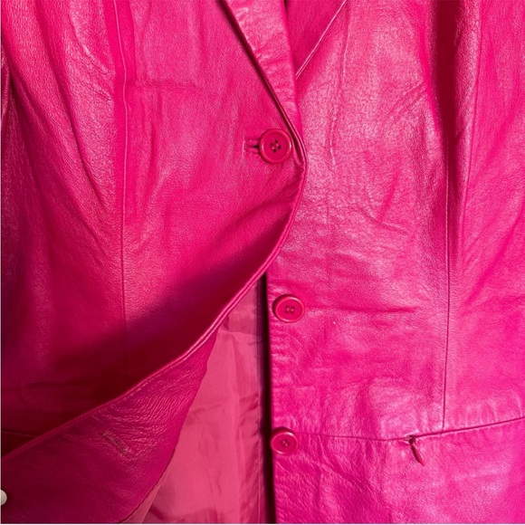 🩷Hot Pink Fuchsia Leather Blazer - Picture 4 of 15